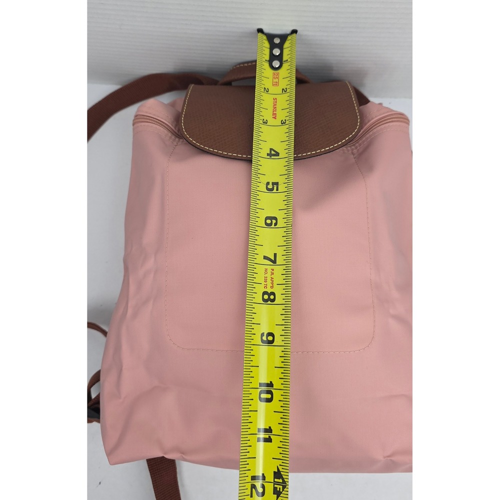 Longchamp Pink Nylon Backpack with Brown Leather Flap - Picture 6 of 8